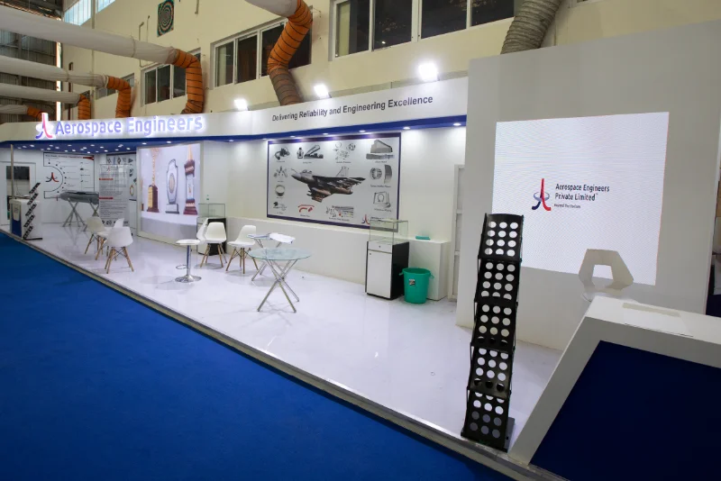 Large-Format Graphics Wall — Aero India 2027 exhibition graphics and booth production example